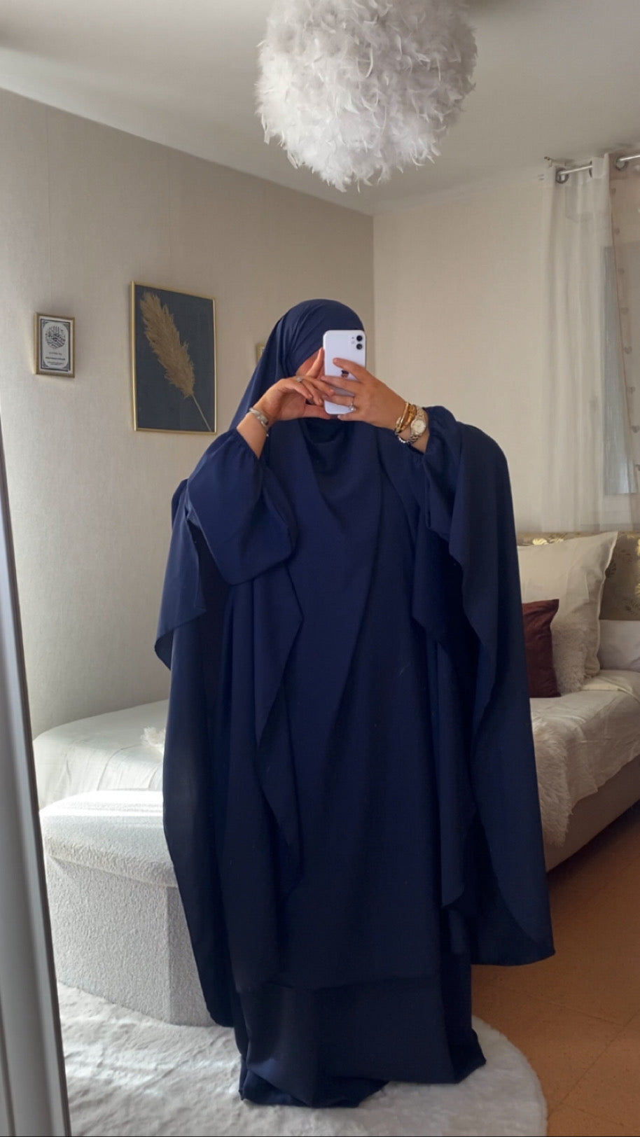Ensemble Abaya&Khimar en Soie de Médine Premium