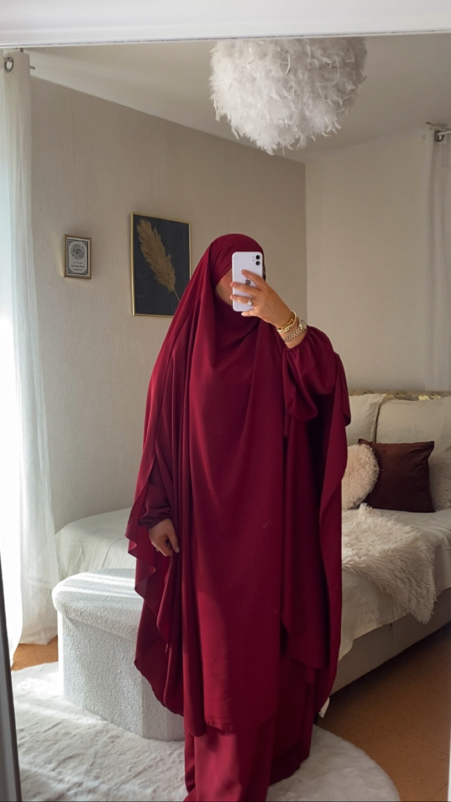 Ensemble Abaya&Khimar en Soie de Médine Premium