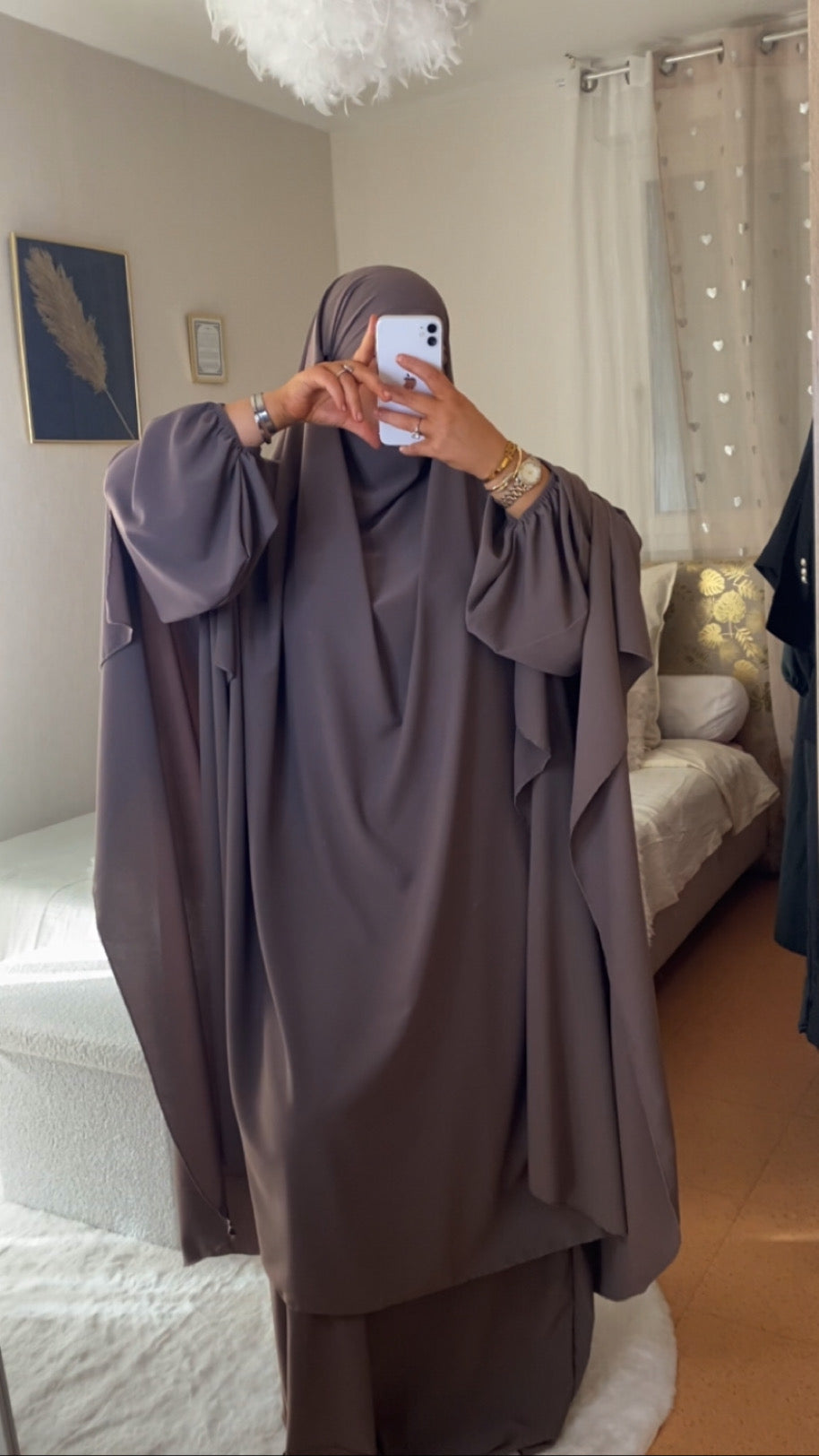Ensemble Abaya&Khimar en Soie de Médine Premium